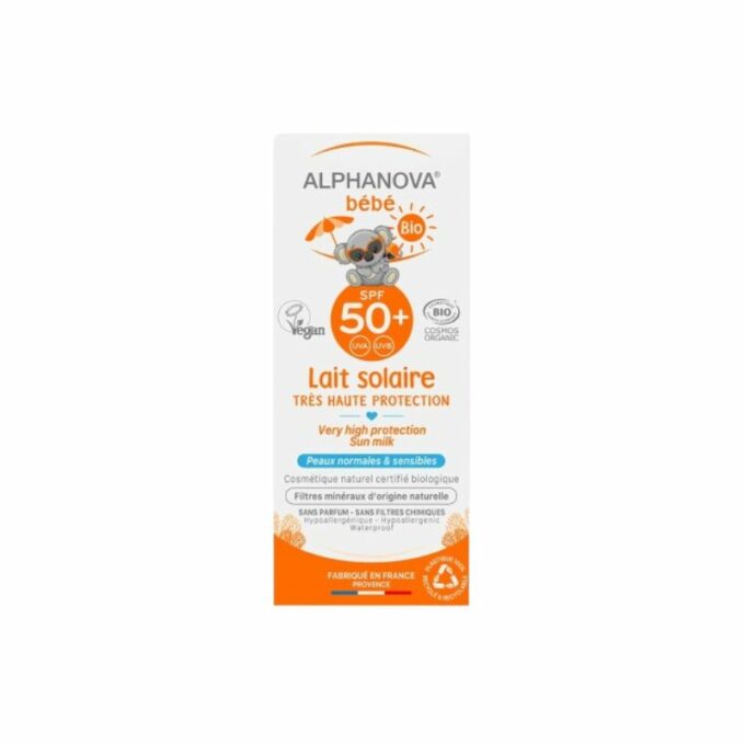 ALPHANOVA Bébé Bio Ecran Lait Solaire SPF50+, 50Gr