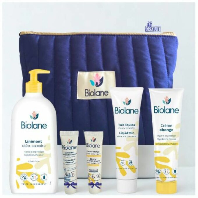 BIOLANE Trousse Kitchange Bleu ( Crème Change+liniment+Talc)