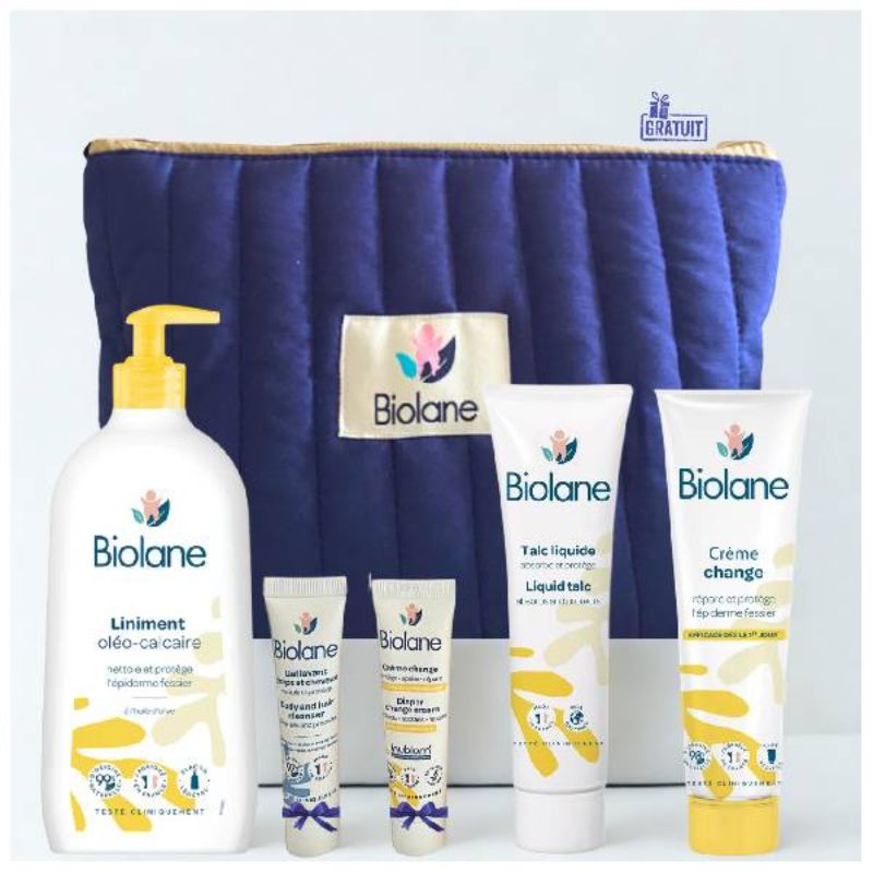 BIOLANE Trousse Kitchange Bleu ( Crème Change+liniment+Talc)