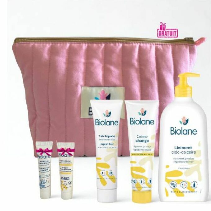 BIOLANE Trousse Kitchange Rose ( Crème Change+liniment+Talc)