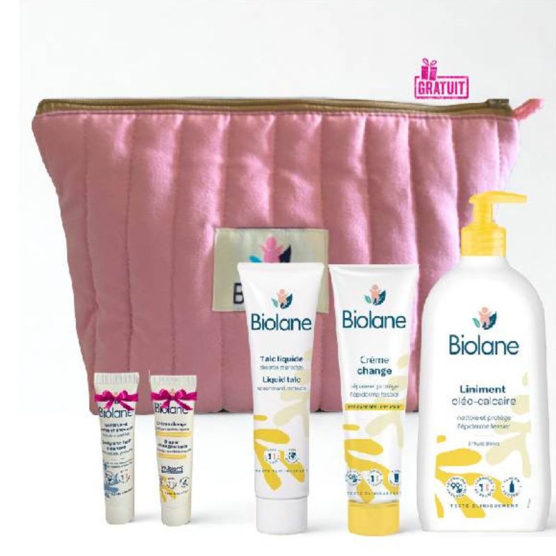 BIOLANE Trousse Kitchange Rose ( Crème Change+liniment+Talc)