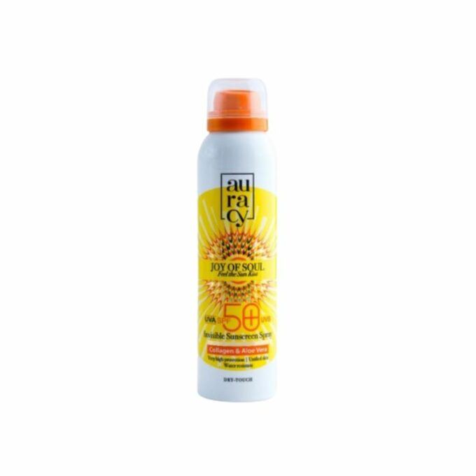AURACY Ecran Invisible Spray SPF50+ Collagène Aloe Vera, 150ml