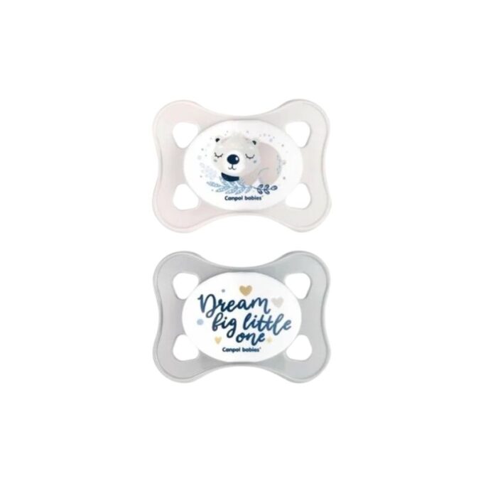 CANPOL BABIES 2 Sucettes Symétrique Silicone Mini Gris 0-2M (23910)