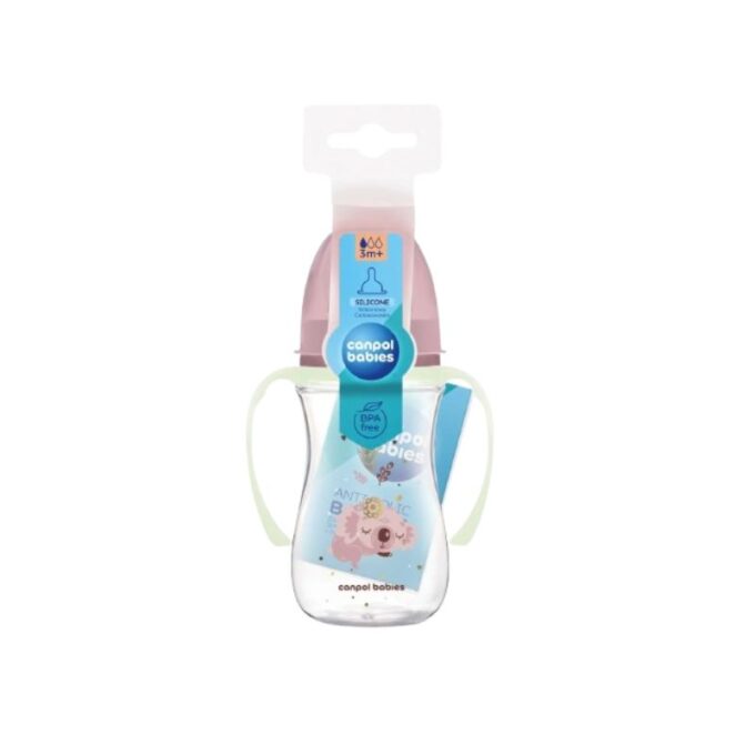 CANPOL BABIES Biberon PC Anti Colique Large Avec Anses 240ML Pink