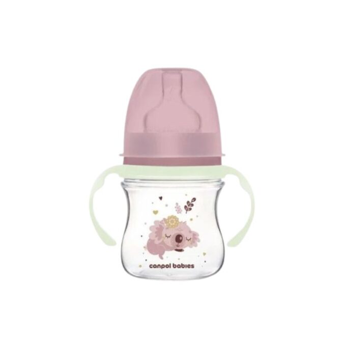 CANPOL BABIES Biberon PC Anti Colique Large Avec Anses Pink,120ML