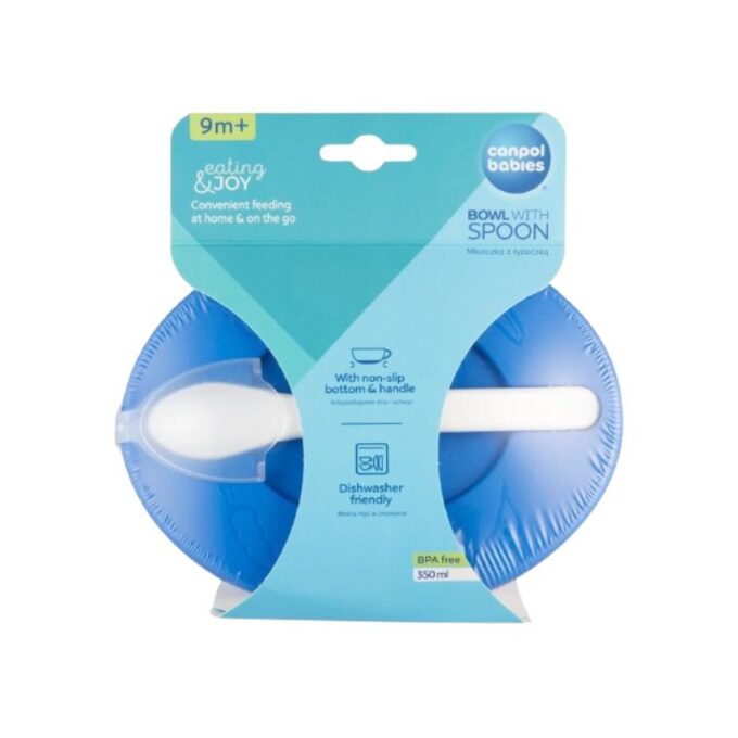 CANPOL BABIES Bol 350ML Avec Couvcle Et Cuillère Avec Couvercle Bleu(31/406)